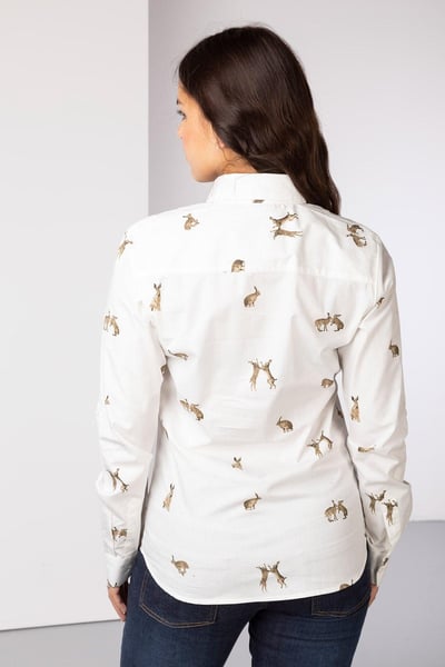 Ladies Printed Overhead Shirt - Wistow - Hare White