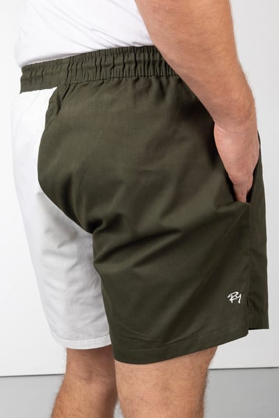 Rugby-Shorts aus Baumwolle im Viertelschnitt für Herren - Fordon - Oliv/Weiß