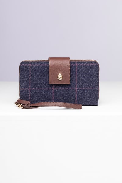 Ladies Tweed Clutch Purse - Helmsley - Navy Tweed