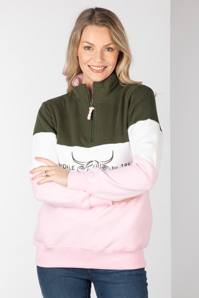 Ladies Sweatshirt - Byland - Cow Sorbet/White/Olive