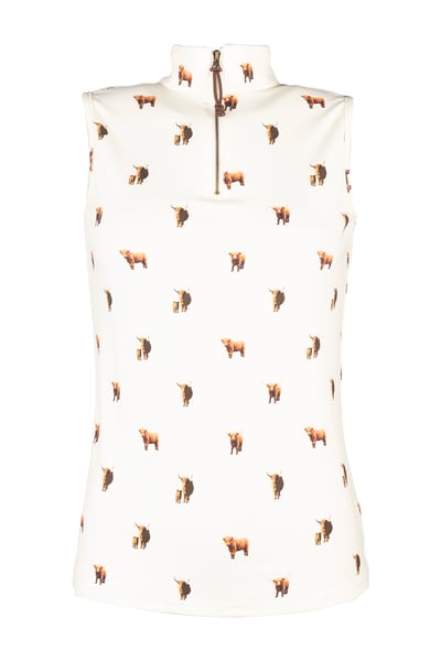 Top sin mangas con cremallera de 1/4 para mujer - Foxholes - Vaca de las tierras altas
