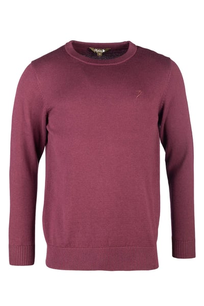 Men's Crew Neck Jumper - Wetherby - Wine