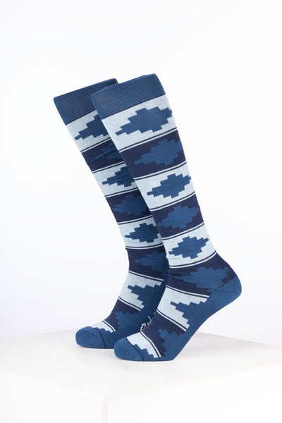 Women’s Bamboo Rich Polo Belt Riding Socks - Polo Navy/Soft Blue/Mid Blue