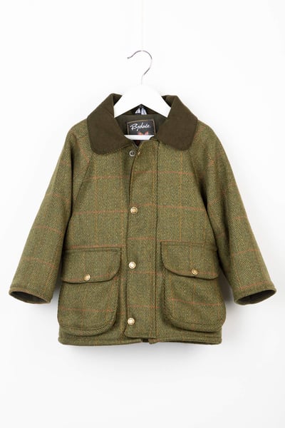Mit Fleece gefütterte Tweed-Jacke für Kleinkinder - Derby - Dunkles Karo