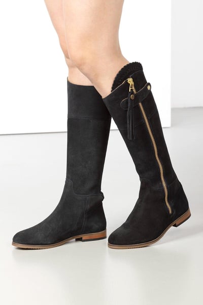 Ladies Tall Suede Country Boots - Helmsley - Navy