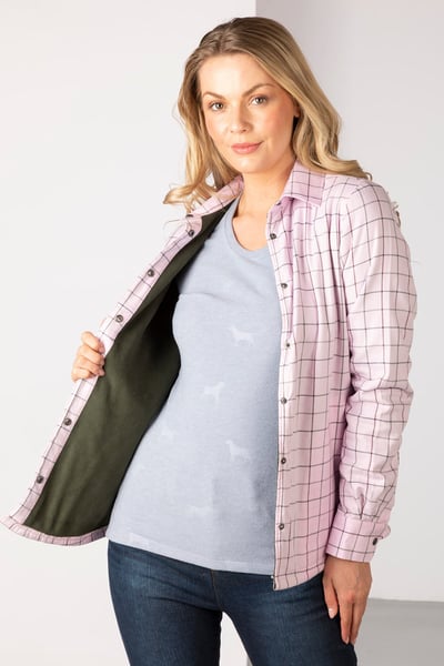 Damen Hannah Fleece gefüttertes Hemd - Kate Pink
