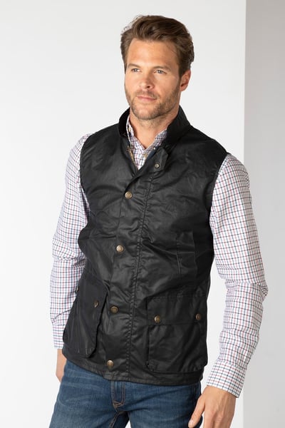 Men's Cotton Lined Wax Waistcoat - Richmond - Navy