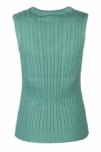 Ladies V Neck Cable Knit Vest- Emma - Thyme