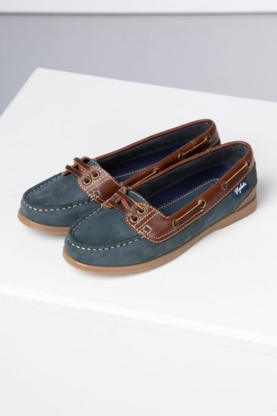 Ladies Low Front Shoes - Cayton II - Navy/Brown