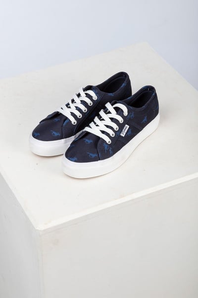 Ladies Canvas Platform Trainers - Roxby III - Navy Horse