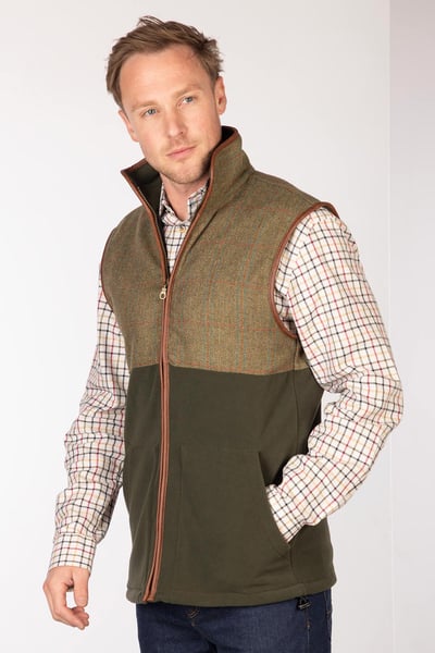 Men's Hybrid Country Waistcoat - Harpham - Khaki