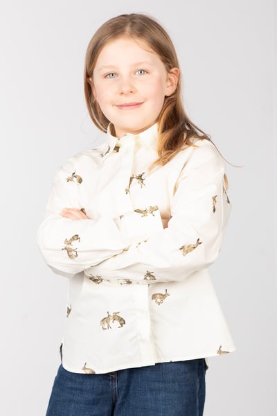 Girls Printed Shirt - Wistow - Hare White