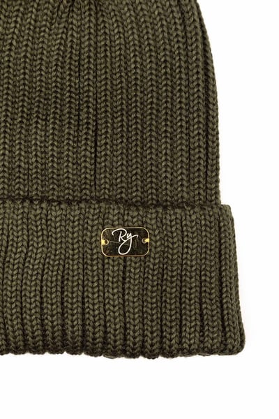 Damen Bommelmütze - Bella - Oliv/Natur