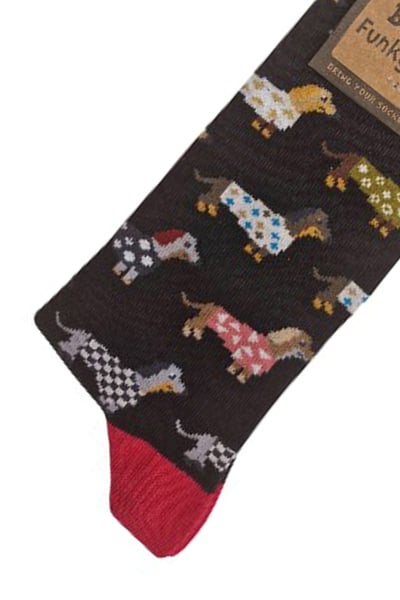 Ladies Bamboo Funky Socks - Trendy Daschunds