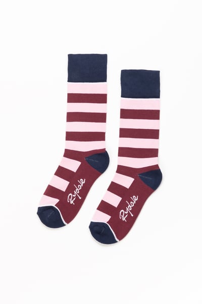 Ladies Broadstripe Ankle Sock - Burgundy