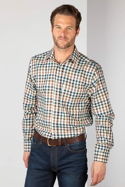 Country Check-Hemd für Herren - Harvest Time - Dunkles Karo ernten