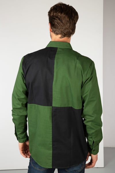 Men's Quartered Deck Shirt - Ganton - Olive/Black