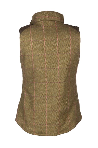 Ladies Padded Tweed Waistcoat - Haworth - Dark Green