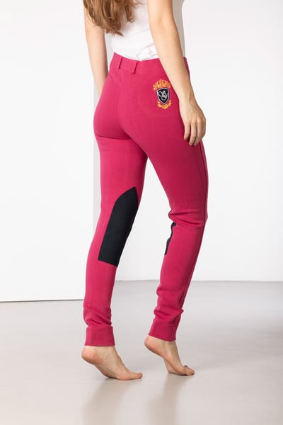 Ladies Sherwood Forest Belford Jodhpurs - Raspberry/Navy