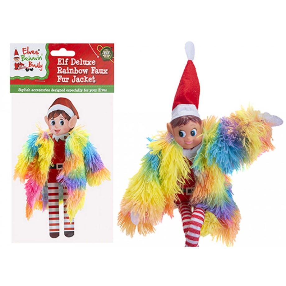 Elf Behavin' Badly Rainbow Fur Coat | Funky Elves | Dress Up UK