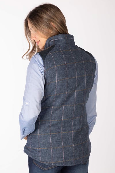 Ladies Padded Tweed Waistcoat - Haworth - Dark Blue
