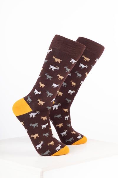 Men’s Bamboo Rich Animal Ankle Socks - Goat Brown