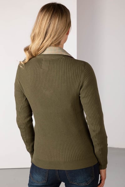 Gerippter Damen-Pullover mit V-Ausschnitt - Gemma - Khaki