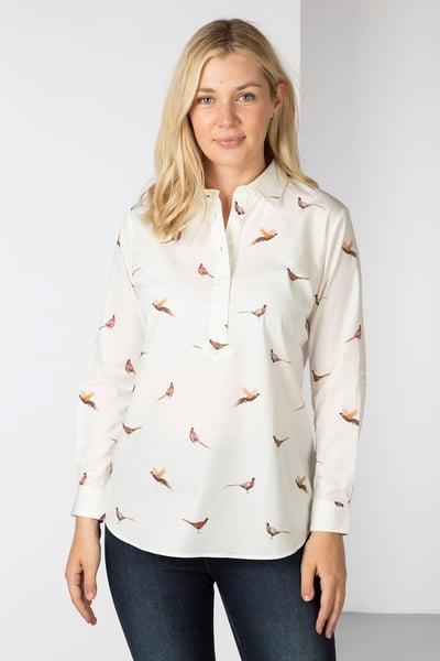 Ladies Printed Overhead Shirt - Wistow II - Pheasant White