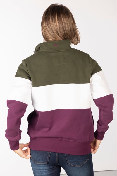 Ladies Plain Sweatshirt - Byland - Olive/White/Berry