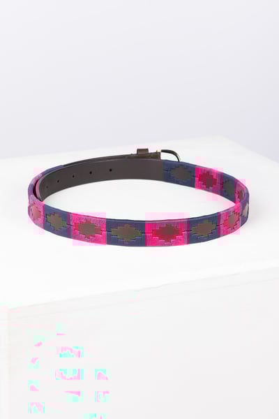 Ladies Slim Leather Polo Belt - Ripon - Bonbon/Navy/Sorbet