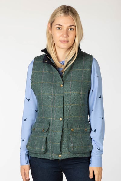 Ladies Tweed Waistcoat - Helmsley - Denim Tweed