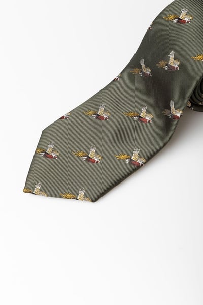 Men's Flying Pheasant Shooting Tie - Danby - Olive