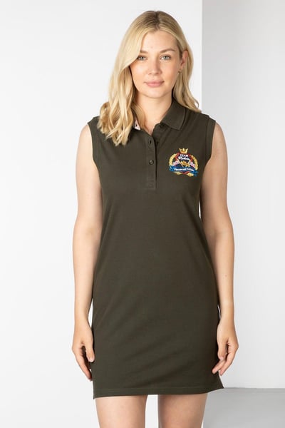 Ladies Sleeveless Polo Dress - Charlie - Olive