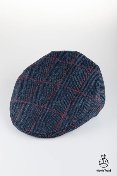 Men's Harris Tweed Flat Cap - Danby - Navy Check