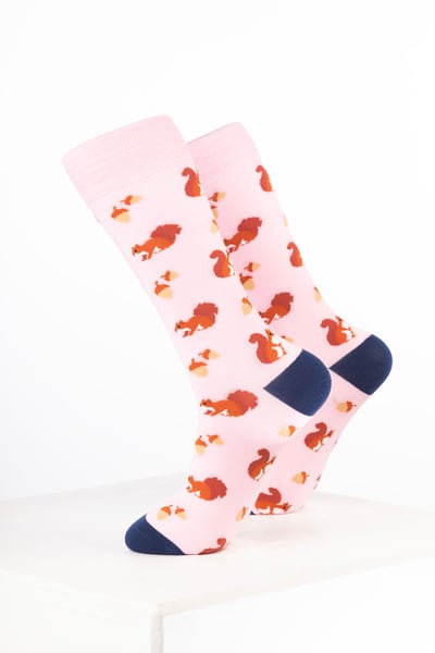 Damen-Knöchelsocken mit Tiermotiven - Eichhörnchen Zartrosa