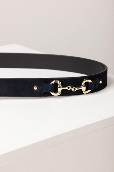 Ladies Suede Snaffle Belt - Lucinda - Dark Navy