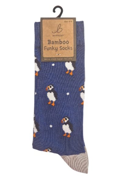Men's Bamboo Funky Socks - Puffy Puffins