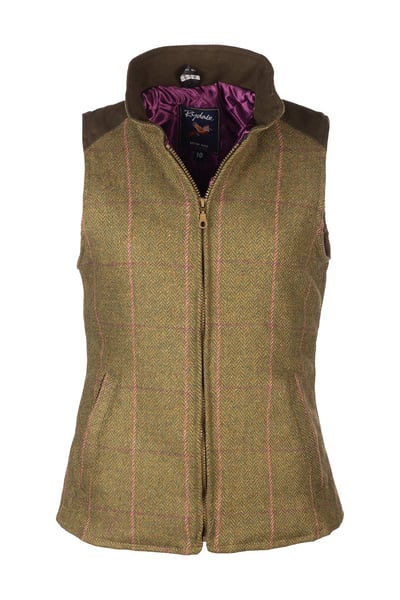 Ladies Padded Tweed Waistcoat - Haworth - Dark Green