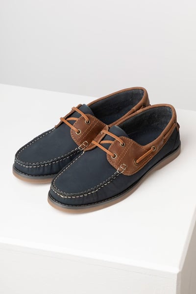 Men's Leather Deck Shoe - Runswick - Navy