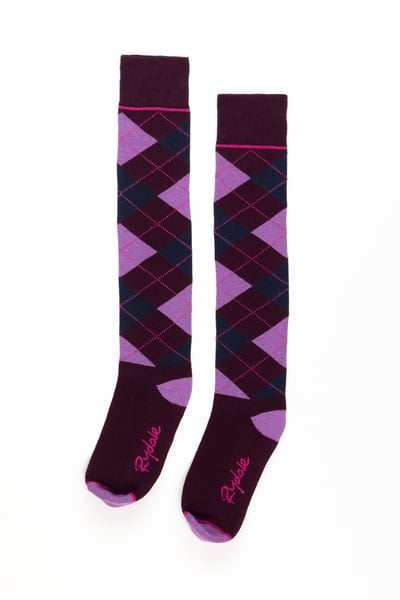 Damen Argyle Kniestrümpfe - Beere