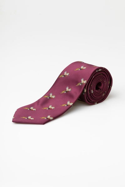 Men's Flying Pheasant Shooting Tie - Danby - Claret