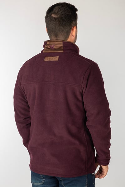 Men's Full Zip Fleece Jacket - Huggate - Dark Burgundy
