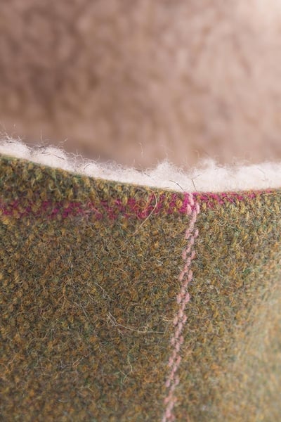 Ladies Sherpa Lined Tweed Headband - Light Green/Pink