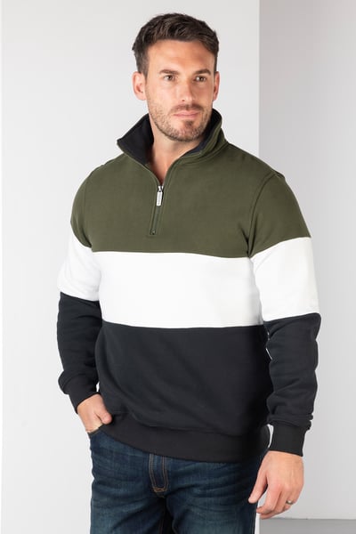 Men's Plain Sweatshirt - Byland - Olive/White/Black