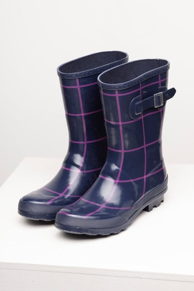 Ladies Mid Calf Wellies - Ripon - Navy Tweed