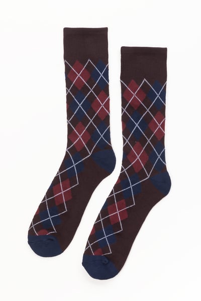 Men's Argyle Socks - Dark Brown