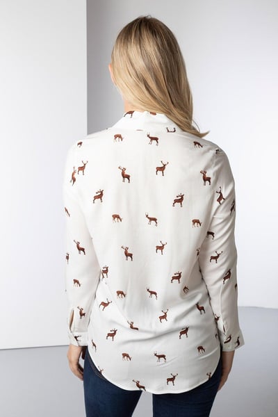 Ladies Tie Neck Blouse - Deer