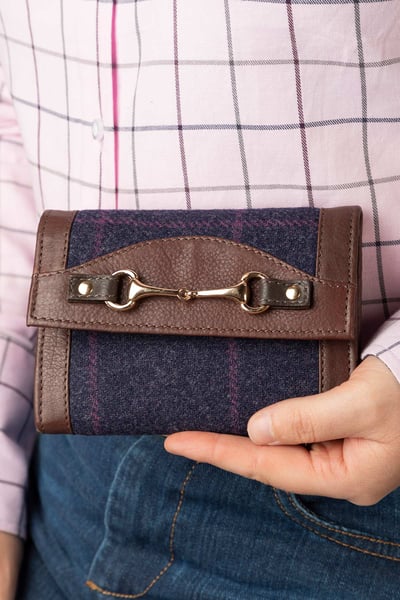 Ladies Tweed Trifold Purse - Helmsley - Navy Tweed