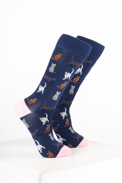 Women’s Bamboo Rich Animal Ankle Socks - Cat Denim