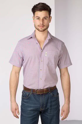 Men's Short Sleeved Checked Shirts